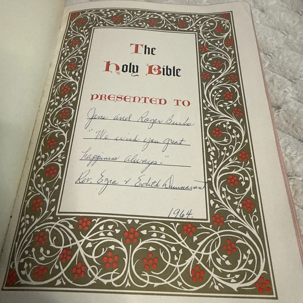 Vintage Holy Bible Black KJV Reference Ed Nelson 1959 Personalized Burba 1964